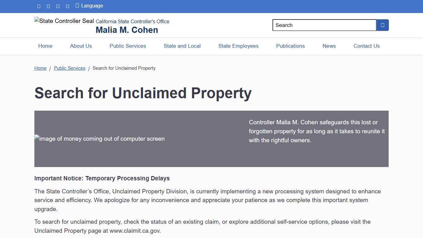 Search for Unclaimed Property